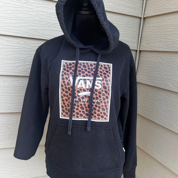 Vans hoodie sweatshirt, cheetah print, black, women's size XS - Picture 3 of 7